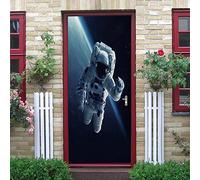 Sticker Porte Poster Astronaute spatial Papier Peint Effet trompe-l'œil Pour Salon Chambre Décoration De La Maison Stickers Muraux Imperméable Stickers Amovibles, Autocollant Porte（83 x 204cm）