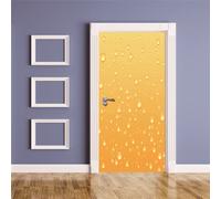 Sticker Porte Poster Gouttes d'eau orange Papier Peint Effet trompe-l'œil Pour Salon Chambre Décoration De La Maison Stickers Muraux Imperméable Stickers Amovibles, Autocollant Porte（83 x 204cm）