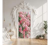Sticker Porte Rose Chinoise, Sticker Mural Porte 90 x 200 cm Romantique Fleurs Rose, pour Salon Chambre Décoration De La Maison Muraux Imperméable Stickers Amovibles