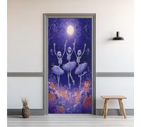 Sticker Porte Squelette, Papier Peint Porte Tête De Mort Amusant Citrouille Pleine Lune, Autocollant Mural Décor Salon Chambre, Stickers Muraux Auto-Adhésif Amovible PVC Imperméable 77x200cm