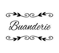 Sticker Porte - Sticker Mural - Buanderie - Couleur Noir Brillant - Dimensions : 21 x 13 cm - Décoration pour Porte - Autocollant Porte