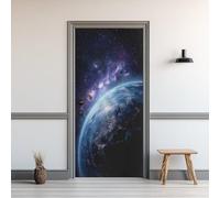 Sticker Porte Terre 3D, Sticker Mural Porte 90 x 200 cm Univers Galaxie Ciel Étoilé, pour Salon Chambre Décoration De La Maison Muraux Imperméable Stickers Amovibles