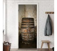 Sticker Porte Tonneau de Vin Papier Peint, Cave À Vin Autocollant Poster Auto-Adhésif, Chambre Salon Salle de Bain Affiche Art Décor Mural 3D Stickers Porte 77 x 200 cm w.3184