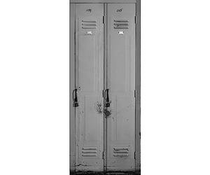 Sticker porte, trompe l'oeil armoire industrielle métallique gris aspect vieilli, 204 cm X 73 cm