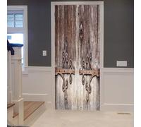 Sticker Porte Trompe l'oeil Effect 3D Bois Rétro Autocollant de Porte Style Rural Auto-adhésif Papier Muraux PVC étanche pour Salon Chambre 95x210 cmd-2510