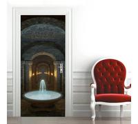 Sticker Porte Trompe l'oeil Effect 3D Couloir Voûté Autocollant de Porte Architecture Rétro Auto-adhésif Papier Muraux PVC étanche pour Salon Chambre 77x200 cmd-3107