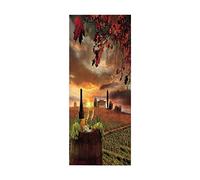 Sticker Porte Trompe l'oeil Effect 3D Ferme de vin rouge pour Décoration Mur Salon Cuisine Chambre Salle de Bain L100 x H200cm