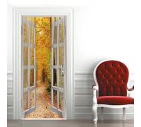 Sticker Porte Trompe l'oeil Effect 3D Forêt D'automne Autocollant de Porte Paysage Naturel Auto-adhésif Papier Muraux PVC étanche pour Salon Chambre 95x210 cmd-2735