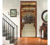 Sticker Porte Trompe L'Oeil Effect 3D Intérieure Muraux Pvc Stickers Pour Décoration Mur Salon Cuisine Chambre Salle De Bain Papier Bibliothèque À Étagères En Arc 90 X 200 Cm - Photos De Porte 0