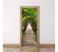 Sticker Porte Trompe L'oeil Effect 3d Intérieure Muraux Pvc Stickers Pour Décoration Mur Salon Cuisine Chambre Salle De Bain Papier Peint (77x200cm,Pont Suspendu) (A)