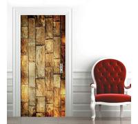 Sticker Porte Trompe l'oeil Effect 3D Mur de Briques Autocollant Porte Rétro Stickers Muraux Papier Peint pour Chambre Salon Salle de Bain Cuisine Décoration 80x200 cm M-O3180