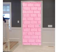 Sticker Porte Trompe l'oeil Effect 3D Mur de Briques Roses Autocollant de Porte Art Moderne Auto-adhésif Papier Muraux PVC étanche pour Salon Chambre 95x210 cmd-2690