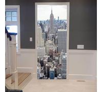 Sticker Porte Trompe l'oeil Effect 3D New York Autocollant Porte Architecture Urbaine Stickers Muraux Papier Peint pour Chambre Salon Salle de Bain Cuisine Décoration 100x200 cm M-O2774