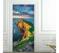 Sticker Porte Trompe l'oeil Effect 3D Océan Autocollant de Porte Paysage de Bord de Mer Auto-adhésif Papier Muraux PVC étanche pour Salon Chambre 77x200 cmd-1361