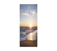 Sticker Porte Trompe l'oeil Effect 3D Poster Trompe l'oeil Porte Mural Intérieure pour Décoration Mur Salon Cuisine Chambre Salle de Bain Papier Peint 95x215 cm Plage