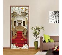 Sticker Porte Trompe l'oeil Effect 3D Style Européen Autocollant de Porte Escalier du Palais Auto-adhésif Papier Muraux PVC étanche pour Salon Chambre 90x200 cmd-33