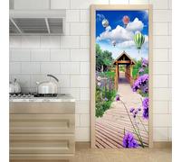Sticker Porte Trompe l'oeil Effect 3D Turquie Autocollant de Porte Paysage de Jardin Auto-adhésif Papier Muraux PVC étanche pour Salon Chambre 95x210 cmd-962
