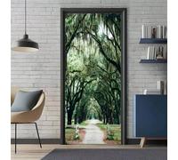 Sticker Porte Trompe l'oeil Effect 77X200cm 3D Papier Peint pour Porte Intérieures Forêts Parc Poster Portes PVC Autocollant Mural Décoration Amovible Imperméable Stickers Muraux Art -DS1592