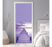 Sticker Porte Trompe l'oeil Effect 77X200cm 3D Papier Peint pour Porte Intérieures Paysage Mer Poster Portes PVC Autocollant Mural Décoration Amovible Imperméable Stickers Muraux Art -DS3007