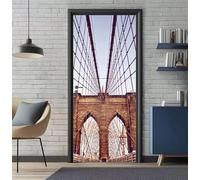 Sticker Porte Trompe l'oeil Effect 77X200cm 3D Papier Peint pour Porte Intérieures Pont Paysage Poster Portes PVC Autocollant Mural Décoration Amovible Imperméable Stickers Muraux Art -DS2996