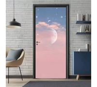 Sticker Porte Trompe l'oeil Effect 77X200cm 3D Papier Peint pour Porte Intérieures Rose Minimaliste Poster Portes PVC Autocollant Mural Décoration Amovible Imperméable Stickers Muraux Art -DS1724