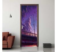 Sticker Porte Trompe l'oeil Effect 86x200cm 3D Papier Peint pour Porte Intérieures Pont Paysage Poster Portes PVC Autocollant Mural Décoration Amovible Imperméable Stickers Muraux Art -DS1827