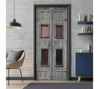 Sticker Porte Trompe l'oeil Effect 86x200cm 3D Papier Peint pour Porte Intérieures Porte en Bois Rétro Auto-adhésif PVC Autocollant Mural Décoration Amovible Imperméable Stickers Muraux -DS2900