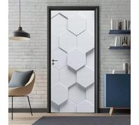 Sticker Porte Trompe l'oeil Effect 90X200cm 3D Papier Peint pour Porte Intérieures Cubique Hexagonal Auto-adhésif PVC Autocollant Mural Décoration Amovible Imperméable Stickers Muraux -DS3020