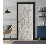 Sticker Porte Trompe l'oeil Effect 90X200cm 3D Papier Peint pour Porte Intérieures Relief Oiseaux Fleurs Auto-adhésif PVC Autocollant Mural Décoration Amovible Imperméable Stickers Muraux -DS3638