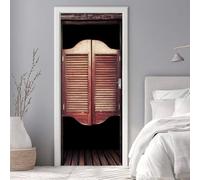 Sticker Porte Trompe l'oeil Effect 90X200cm 3D Papier Peint pour Porte Intérieures Rétro Volets Poster Portes PVC Autocollant Mural Décoration Amovible Imperméable Stickers Muraux Art -DS3073