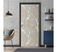 Sticker Porte Trompe l'oeil Effect 95X215cm 3D Papier Peint pour Porte Intérieures Doré Feuille Poster Portes PVC Autocollant Mural Décoration Amovible Imperméable Stickers Muraux Art -DS3230