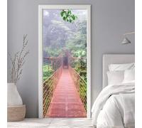 Sticker Porte Trompe l'oeil Effect 95X215cm 3D Papier Peint pour Porte Intérieures Pont Suspendu Forêt Auto-adhésif PVC Autocollant Mural Décoration Amovible Imperméable Stickers Muraux -DS2149