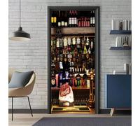 Sticker Porte Trompe l'oeil Effect 95X215cm 3D Papier Peint pour Porte Intérieures Refroidisseur de Vin Barre Auto-adhésif PVC Autocollant Mural Décoration Amovible Imperméable Stickers Muraux -DS2138