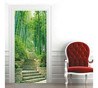 Sticker porte Trompe l'oeil Effect Papier Peint 3d pour Porte Photo Stickers Muraux Auto-adhésif Autocollants PVC Imperméable pour Chambre Salle de Bain Cuisine Décoration 63x205 cm Escalier