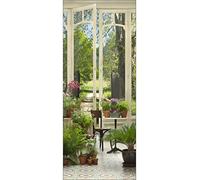 Sticker porte, trompe l'oeil jardin d'hiver, pièce ancienne avec accès sur le jardin, 204 cm X 73 cm