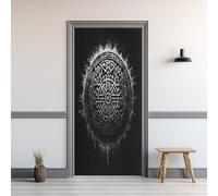 Sticker Porte Viking Runes Nordique, Sticker Mural Porte 86 x 200 cm Celtique Indienne, pour Salon Chambre Décoration De La Maison Muraux Imperméable Stickers Amovibles