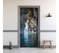 Sticker Porte Vue Sur La Mer, Papier Peint Porte Grotte Trompe L'œil Effect, Autocollant Mural Décor Salon Chambre, Stickers Muraux Auto-Adhésif Amovible PVC Imperméable 77x200cm