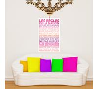 Sticker poster les règles de la maison couleurs girly
