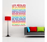 Sticker poster les règles de la maison multicolore
