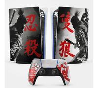 Sticker pour la PS5 Samuraï, Autocollant pour la PS5 Gaming, Console et Manette, Edition Standard Digital, Skin Shinobi (1 Manette)