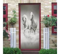 Sticker Pour Les Toilettes Cheval Animal Blanc 77 X 200 Cm Sticker De Porte Trompe L'Oeil Effet 3D Intérieure Muraux Pvc Stickers Salle De Bain Cuisine Décoration Mur Muraux Pvc Autocoll - -7E1L9J2L3Q