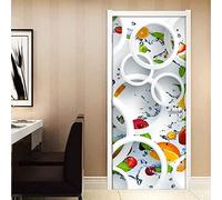 Sticker Pour Les Toilettes Fruits Ronds Blancs 77 X 200 Cm Sticker De Porte Trompe L'Oeil Effet 3D Intérieure Muraux Pvc Stickers Salle De Bain Cuisine Décoration Mur Muraux Pvc Autocoll - Photos De