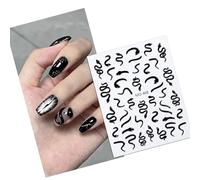 Sticker pour ongles en forme de serpent Noir Art Stickers Décorations pour fête du Nouvel An