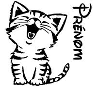 Sticker prénom personnalisable chaton heureux