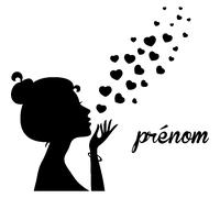 Sticker prénom personnalisable Des baisers de cœurs
