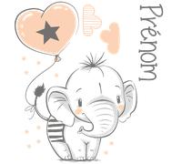 Sticker prénom personnalisable éléphanteau et son ballon
