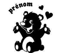 Sticker prénom personnalisable et son nounours heureux