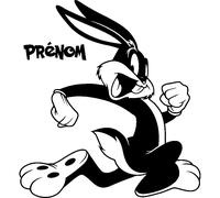 Sticker prénom personnalisable La course folle du lapin
