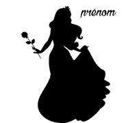 Sticker prénom personnalisable La princesse et la rose