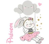 Sticker prénom personnalisable lapine se balançant